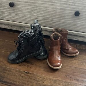 Black and Brown Kids Boots Set